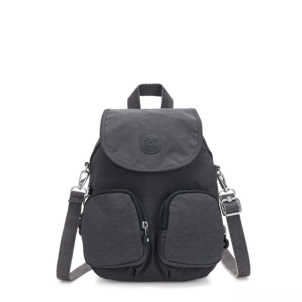 Kipling FIREFLY UP Small Backpack Covertible To Elbow Bag Evening Grey.