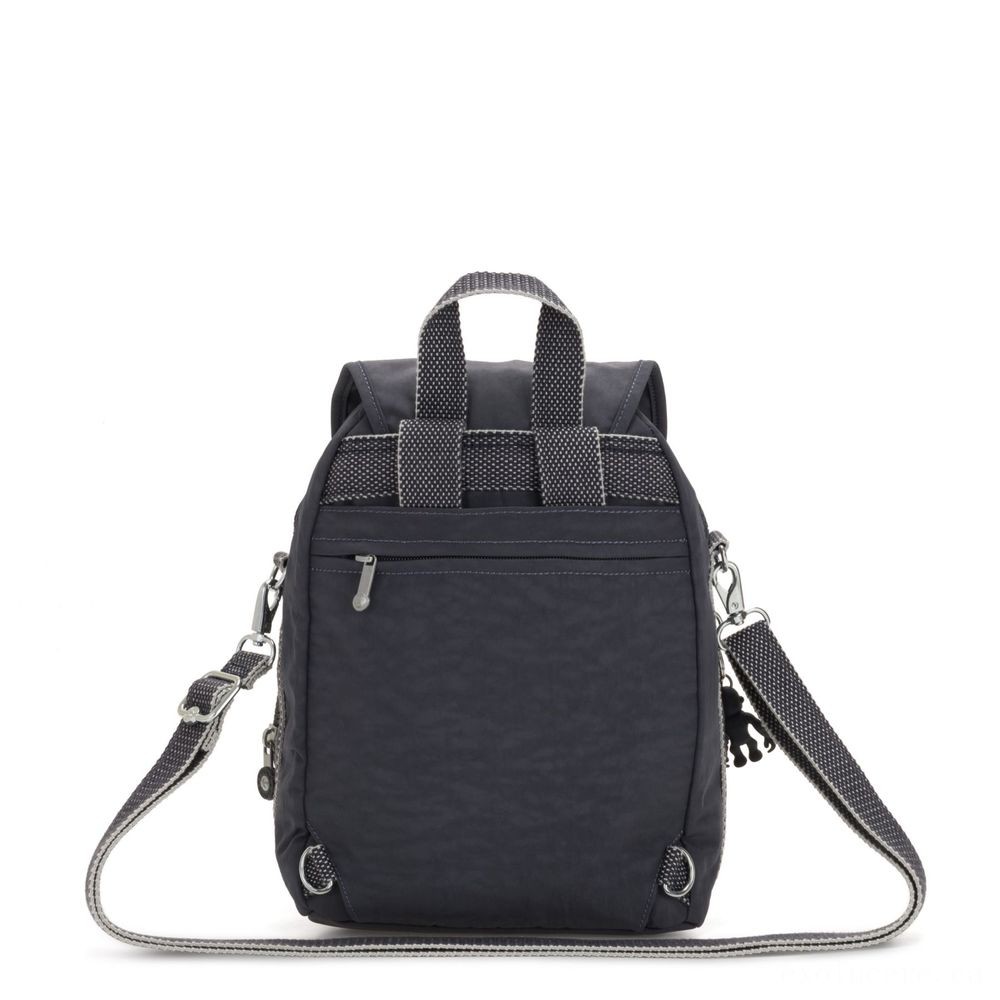 Kipling FIREFLY UP Small Backpack Covertible To Handbag Evening Grey.