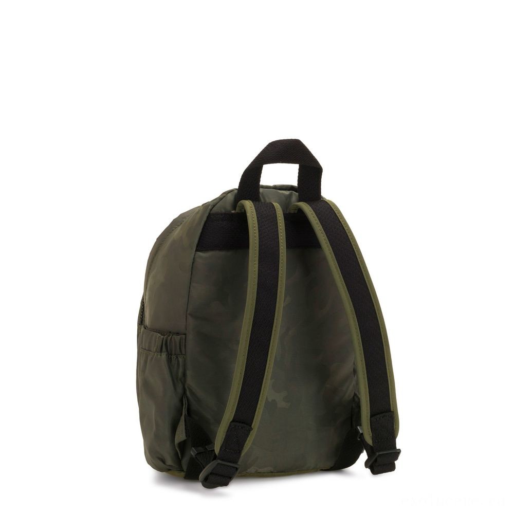 Kipling DELIA MINI Small Backpack with Front End Pocket and also Top Deal With Satin Camo.
