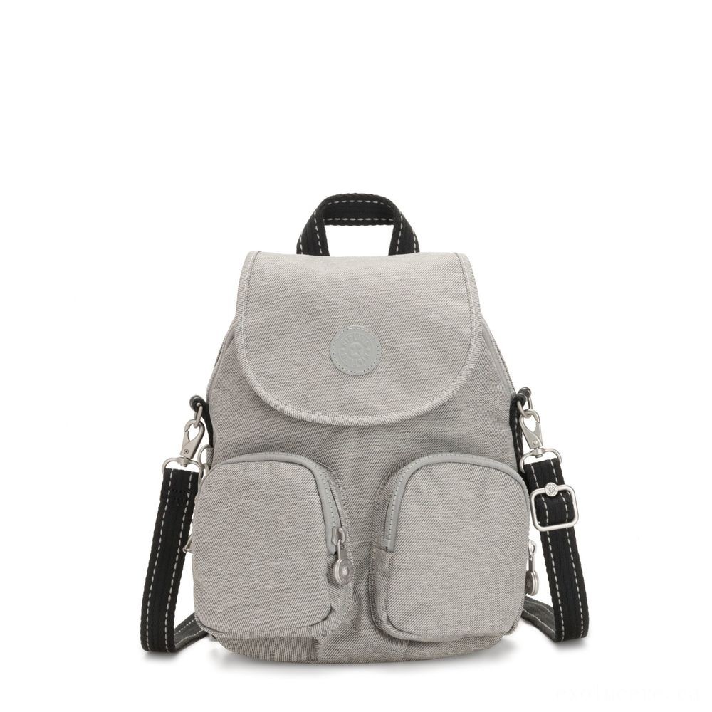 Kipling FIREFLY UP Small Backpack Covertible To Handbag Chalk Grey.