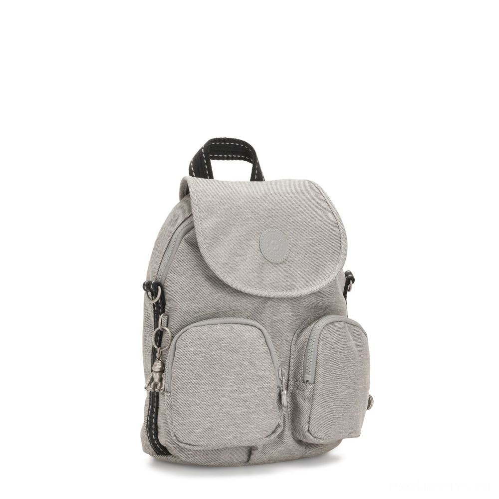 Kipling FIREFLY UP Little Backpack Covertible To Purse Chalk Grey.