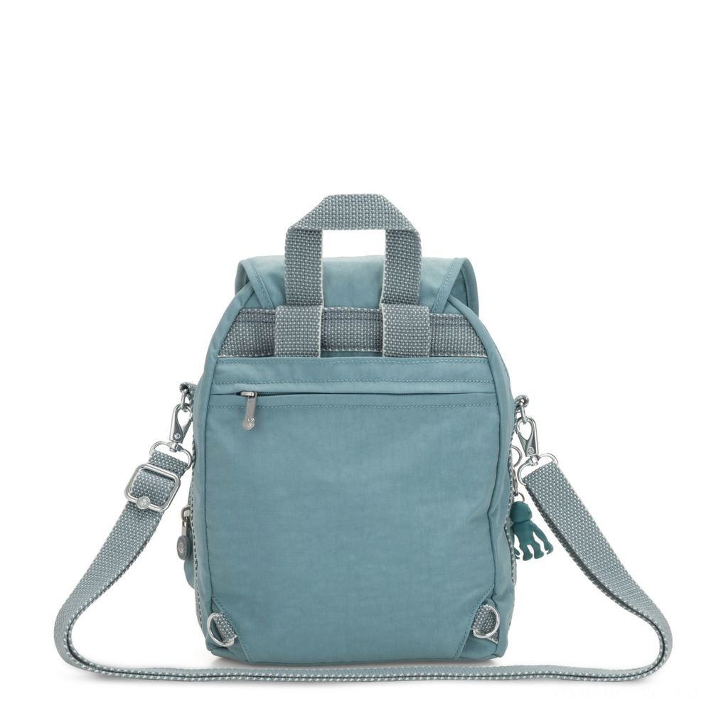 Kipling FIREFLY UP Small Backpack Covertible To Purse Aqua Freeze.