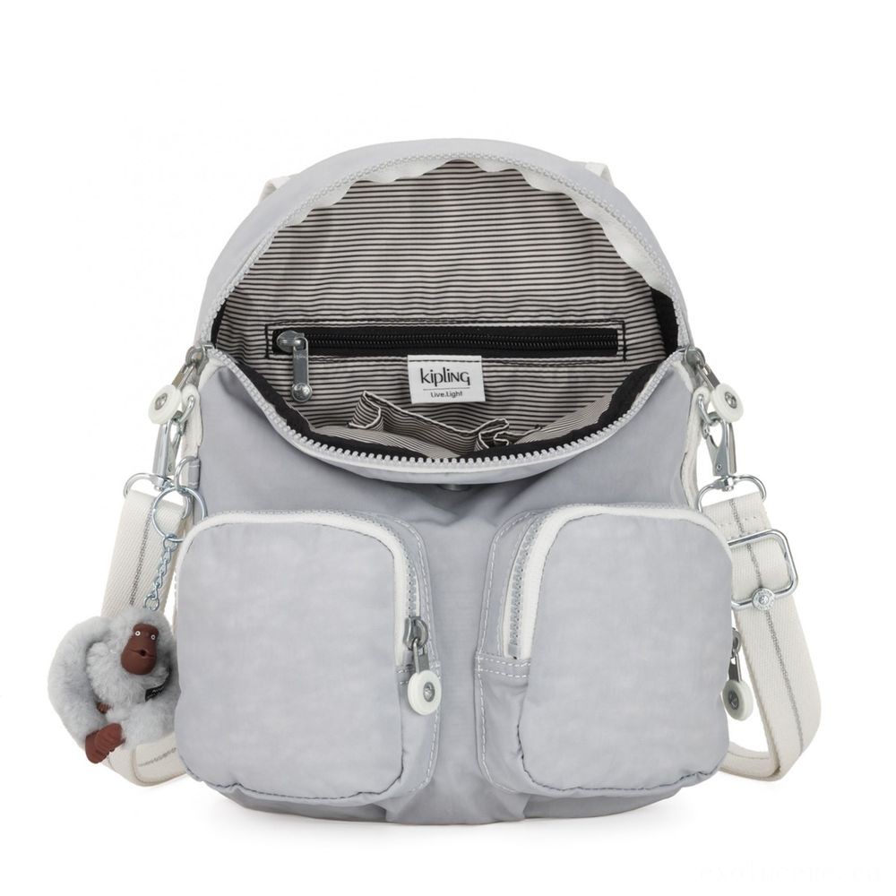 July 4th Sale - Kipling FIREFLY UP Small Backpack Covertible To Handbag Energetic Grey Bl. - Spectacular:£24[nebag5798ca]