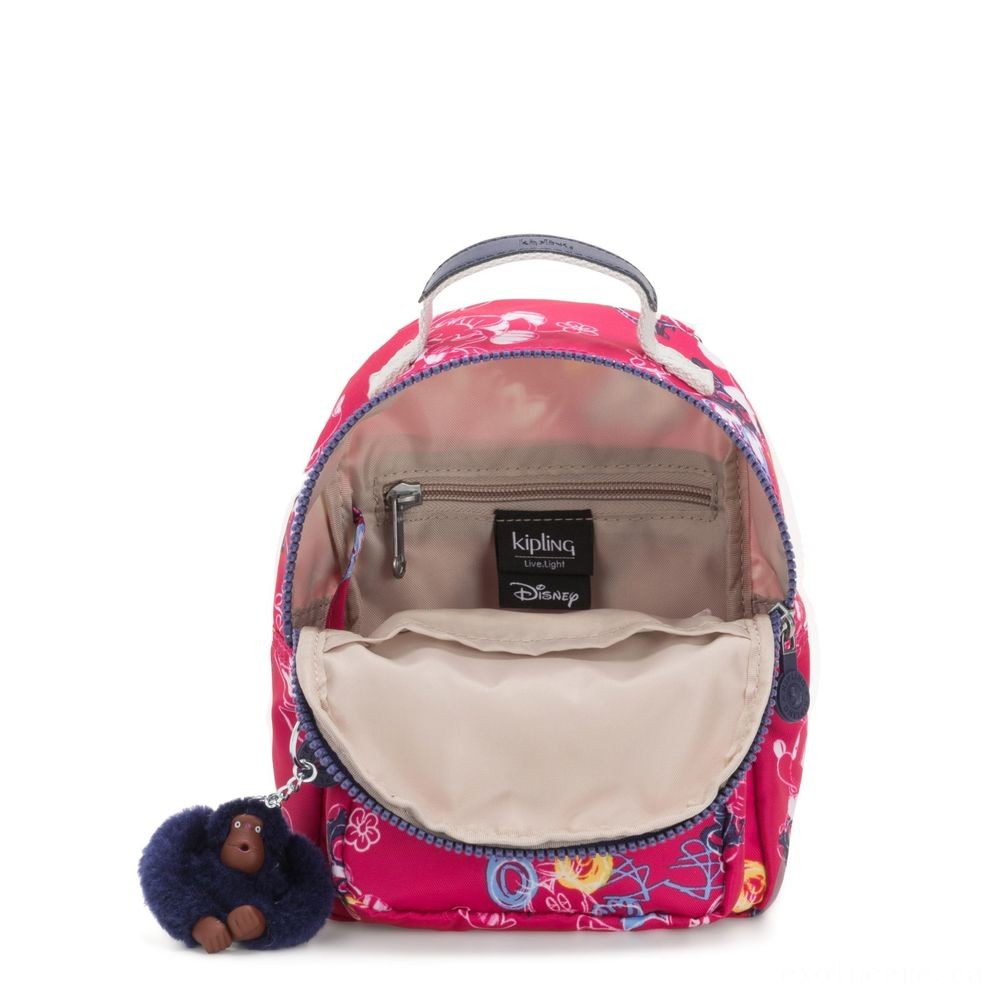 Kipling D ALBER Small 3-in-1 convertible: bottom backpack, crossbody or even bag Doodle Pink.