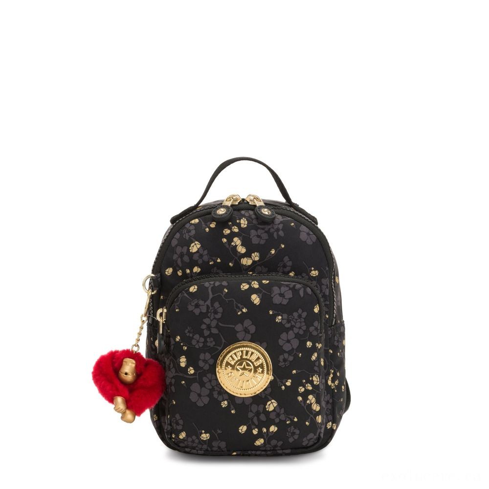 Holiday Gift Sale - Kipling ALBER 3-In-1 Convertible Mini Bag Crossbody Bumbag Grey Gold Floral. - Closeout:£41