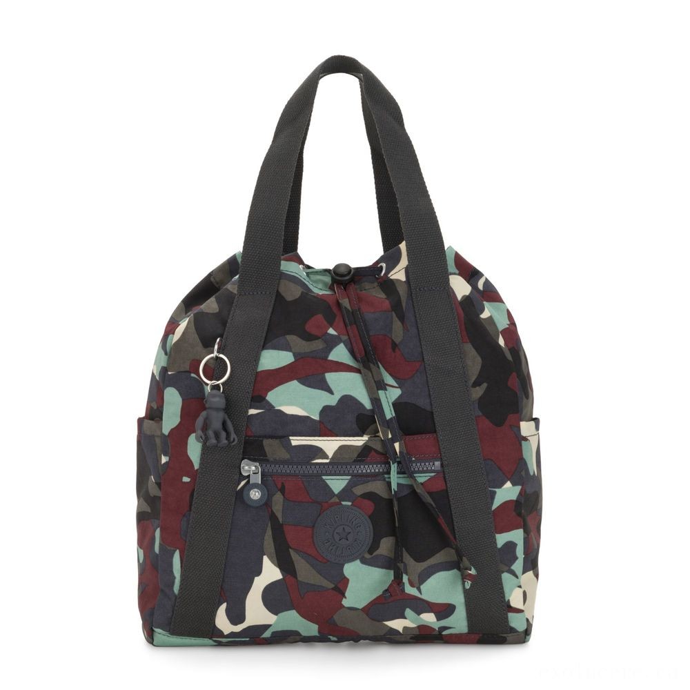 Kipling ART BACKPACK S Small Drawstring Backpack Camouflage Huge.
