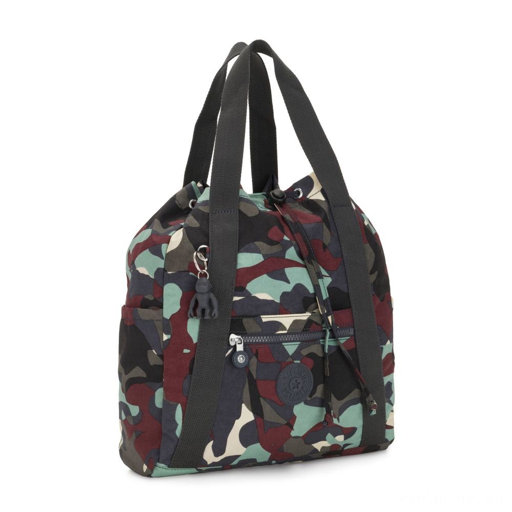 Kipling ART BACKPACK S Small Drawstring Bag Camouflage Huge.