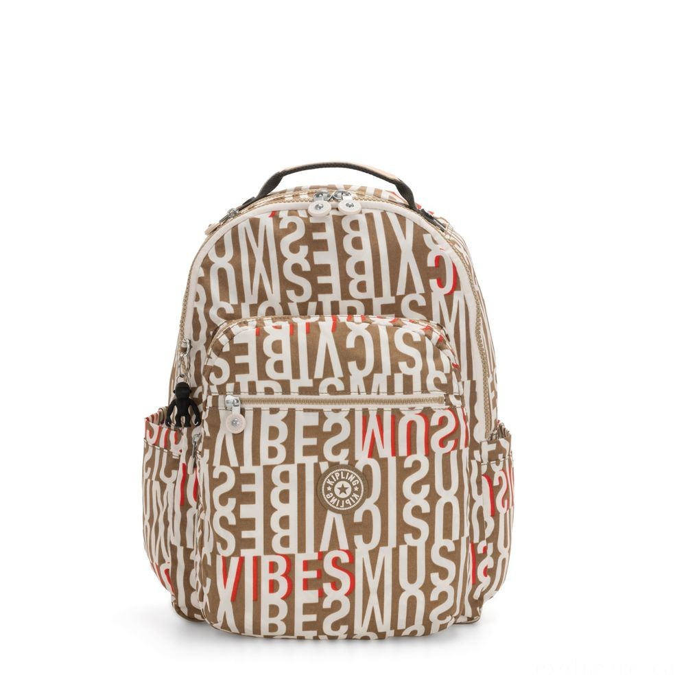 Kipling SEOUL Large backpack with Laptop pc Security Studio Print.