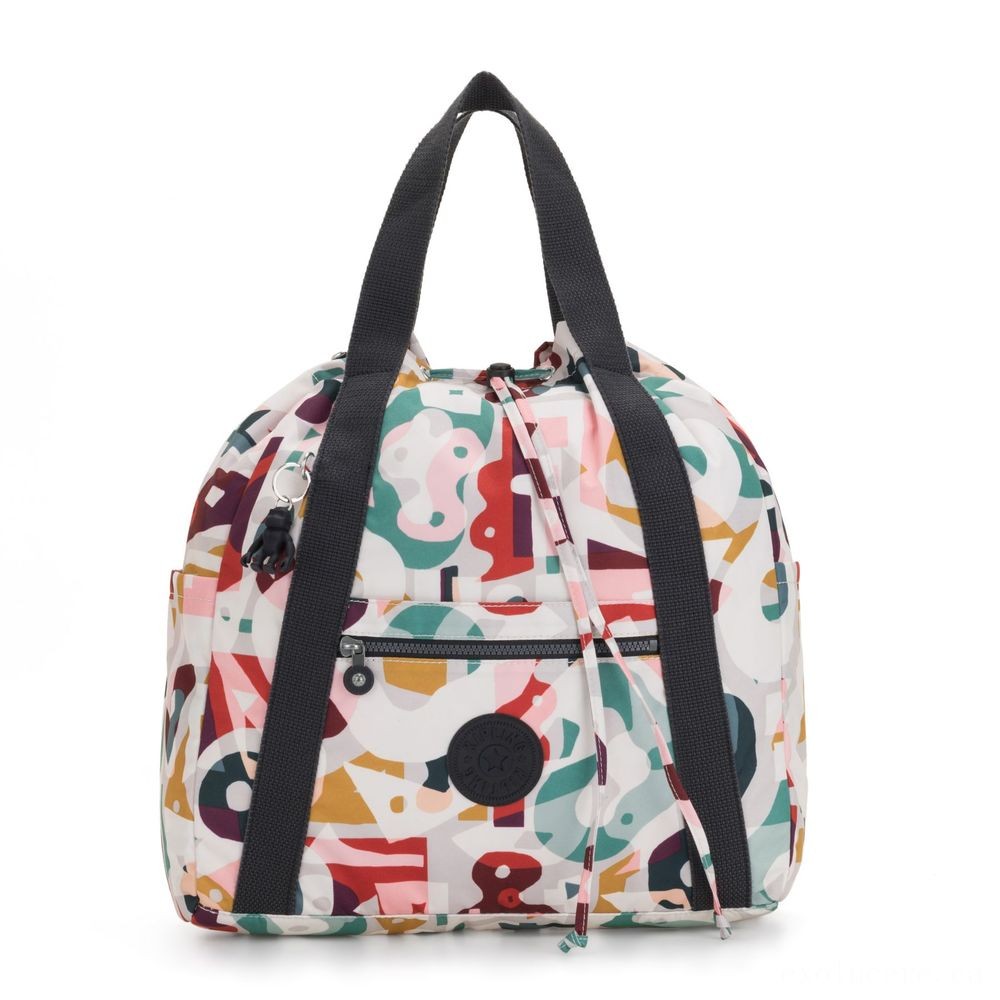 Kipling ART BAG M Medium Drawstring Backpack Popular Music Print.
