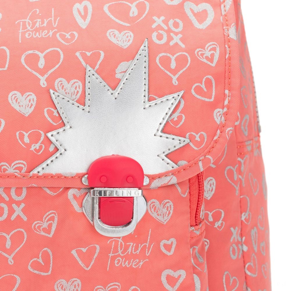 Kipling INIKO Channel Schoolbag along with Padded Shoulder Straps Hearty Pink Met.