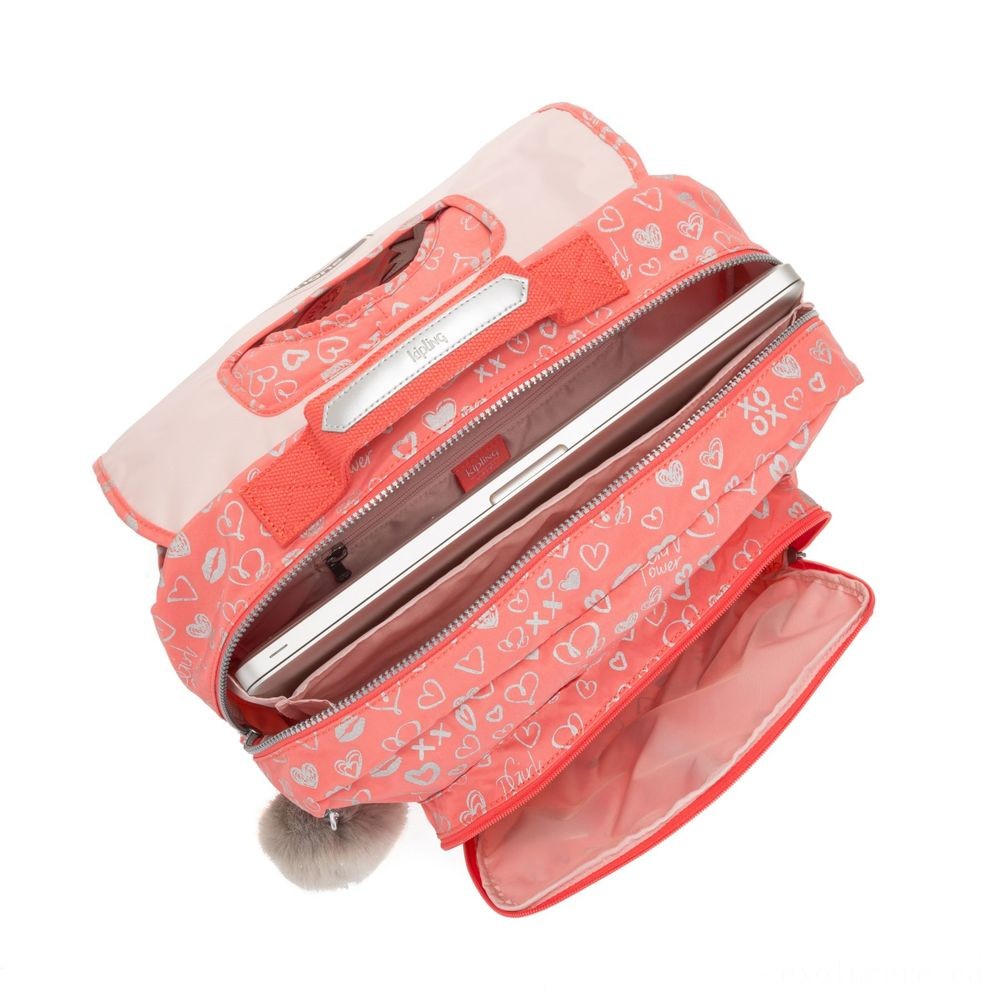 Mega Sale - Kipling INIKO Tool Schoolbag along with Padded Shoulder Straps Hearty Pink Met. - Deal:£47