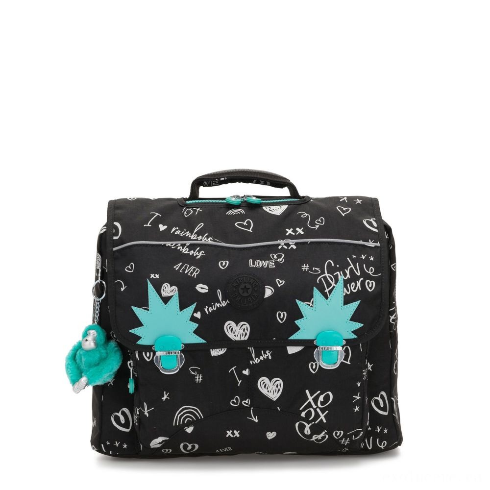 Clearance Sale - Kipling INIKO Tool Schoolbag along with Padded Shoulder Straps Gal Doodle. - Halloween Half-Price Hootenanny:£50