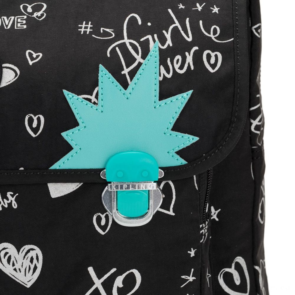 50% Off - Kipling INIKO Medium Schoolbag with Padded Shoulder Straps Gal Doodle. - Reduced:£48