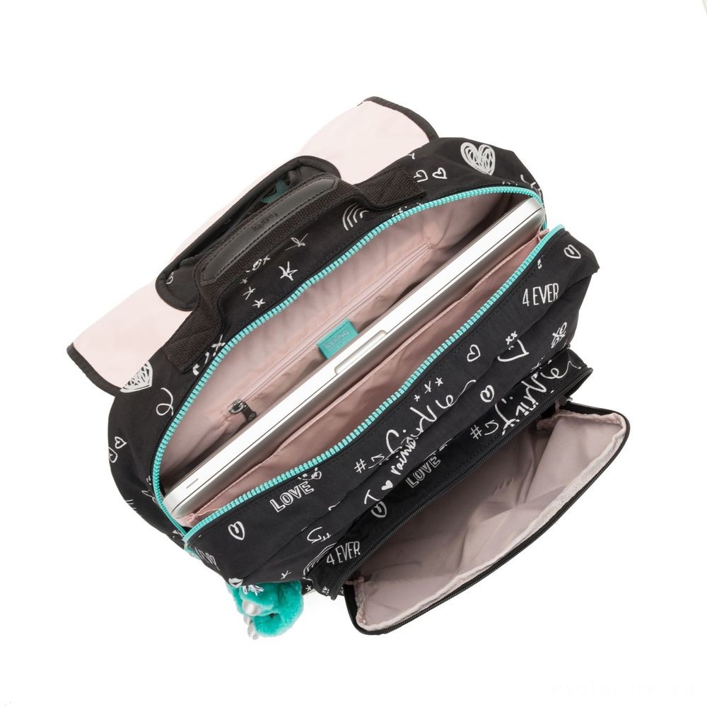 Holiday Sale - Kipling INIKO Tool Schoolbag with Padded Shoulder Straps Lady Doodle. - Off:£49[libag5881nk]