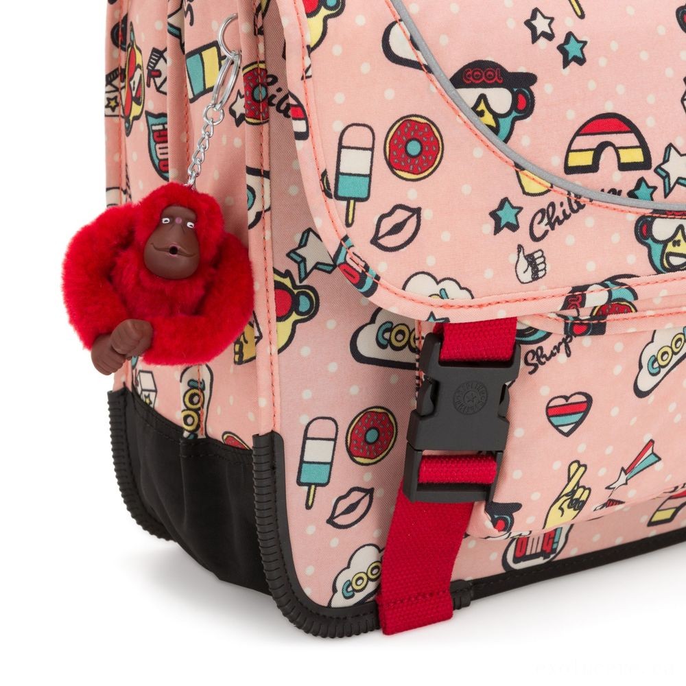 Kipling PREPPY Tool Schoolbag Featuring Fluro Rain Cover Monkey Play.