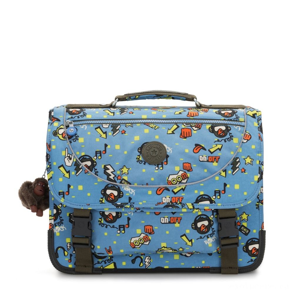 Doorbuster - Kipling PREPPY Tool Schoolbag Consisting Of Fluro Storm Cover Monkey Stone. - Savings:£62