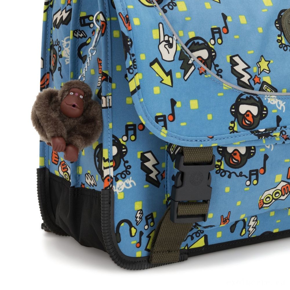 Kipling PREPPY Channel Schoolbag Featuring Fluro Storm Cover Monkey Stone.