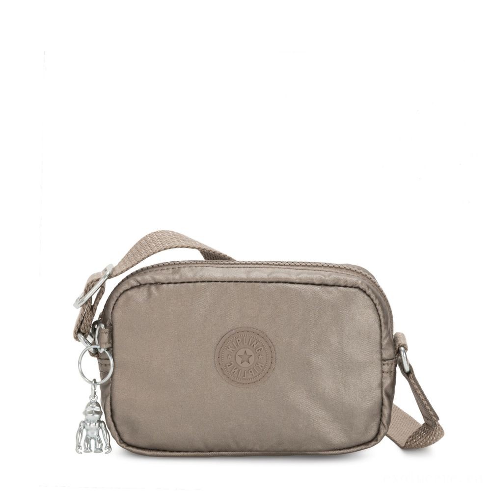 Cyber Monday Sale - Kipling SOUTA Small Crossbody with Changeable Shoulder Band Metallic Pewter Gifting. - Half-Price Hootenanny:£24