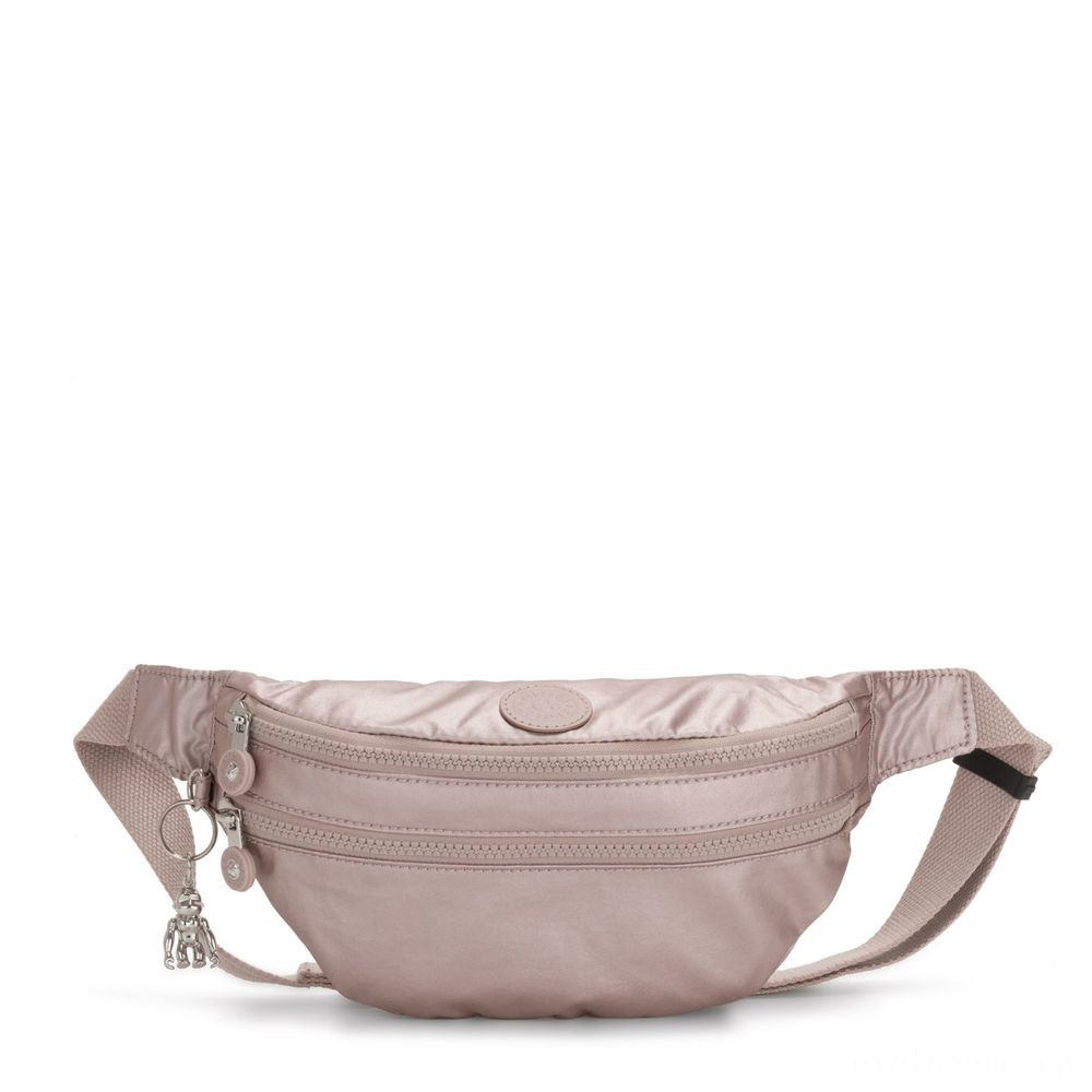Kipling SARA Medium Bumbag Convertible to Crossbody Bag Metallic Rose.