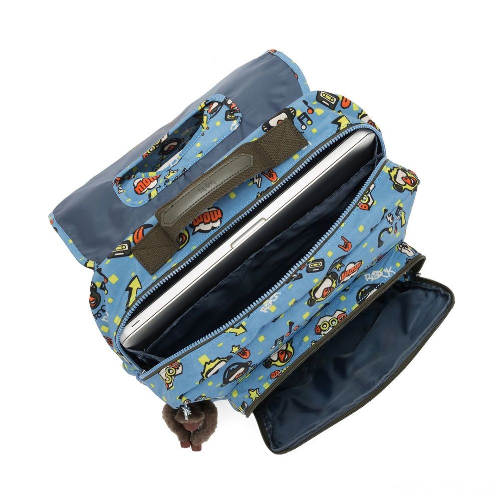 Kipling INIKO Tool Schoolbag along with Padded Shoulder Straps Monkey Rock.