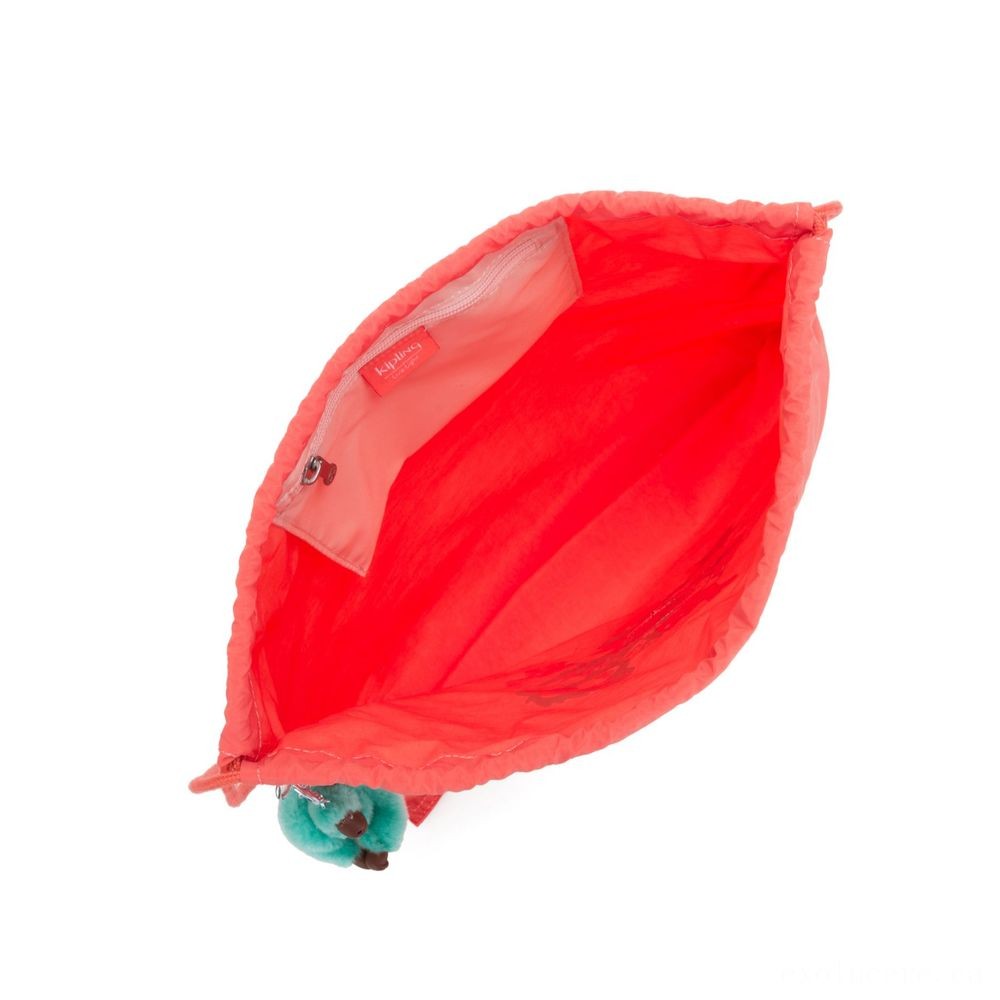 Kipling SUPERTABOO lighting Collapsible tool backpack with drawstring closure Dandy Pink Fun.