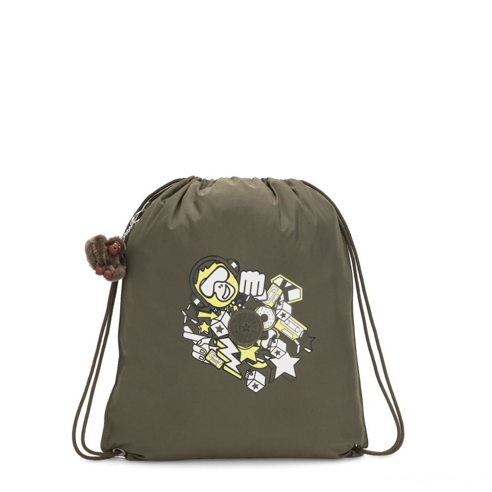 Kipling SUPERTABOO lighting Foldable tool backpack along with drawstring closing Landscape Grey Fun.