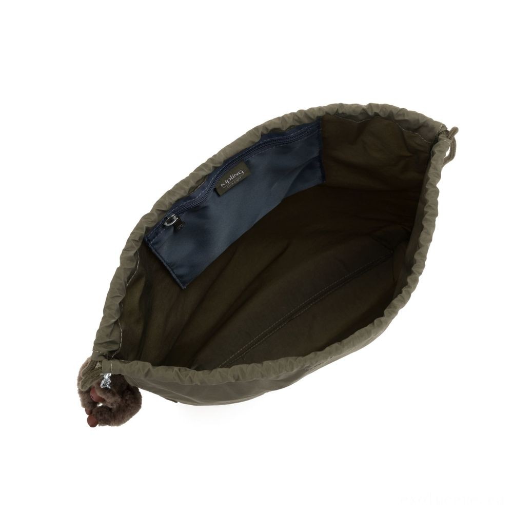 Kipling SUPERTABOO lighting Foldable medium bag with drawstring closure Garden Grey Exciting.