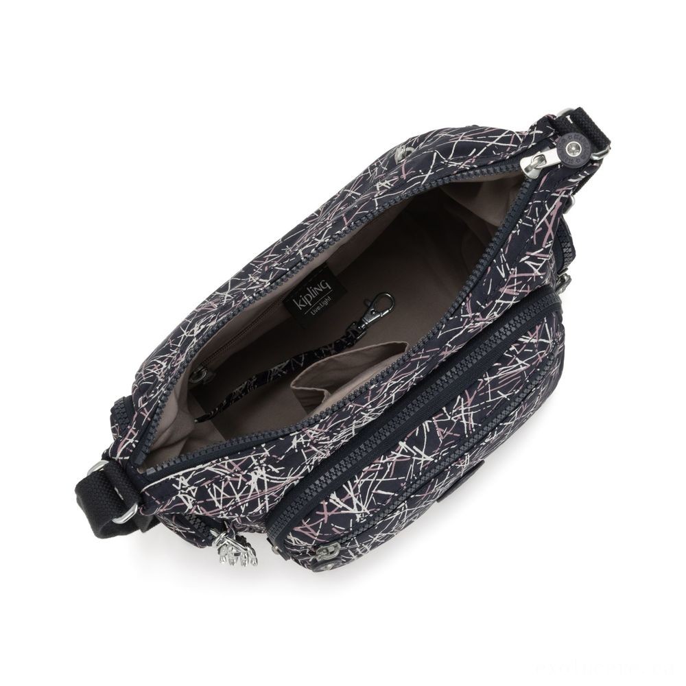 Sale - Kipling GABBIE S Crossbody Bag along with Phone Chamber Navy Stick Imprint - Online Outlet X-travaganza:£46