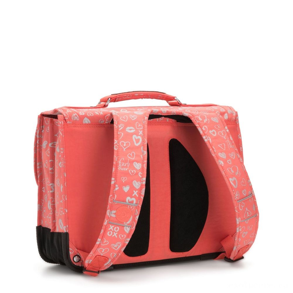 Kipling PREPPY Tool Schoolbag Featuring Fluro Rain Cover Hearty Pink Met.
