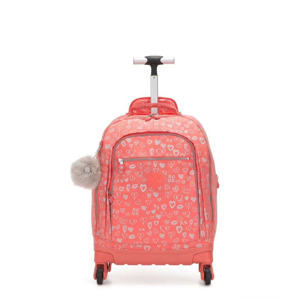 Gift Guide Sale - Kipling ECHO Wheeled School Bag Hearty Pink Met. - Hot Buy:£82[sabag5982nt]