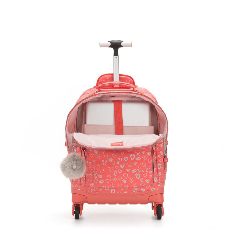 Gift Guide Sale - Kipling ECHO Wheeled School Bag Hearty Pink Met. - Hot Buy:£82[sabag5982nt]