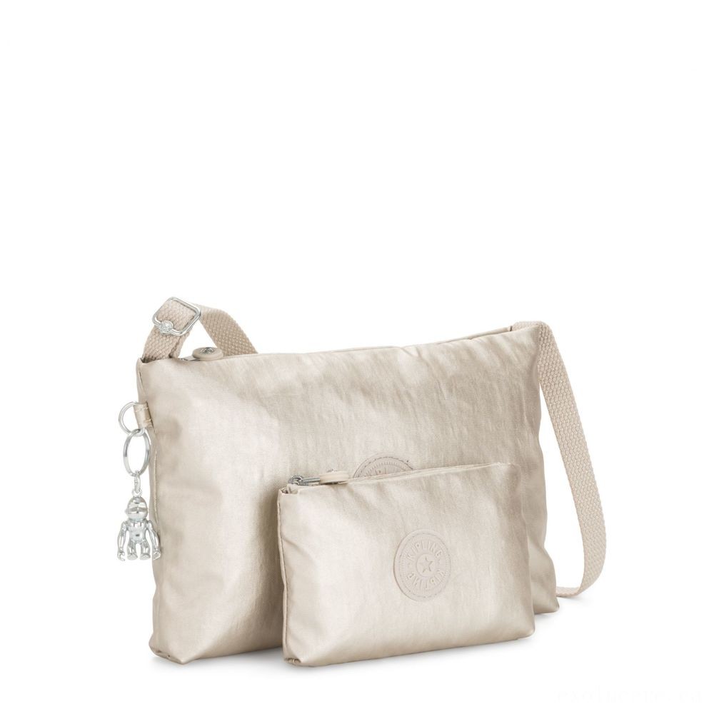 Fall Sale - Kipling ATLEZ DUO Tiny Crossbody with Matching Pouch Cloud Metallic Giving - Value-Packed Variety Show:£33