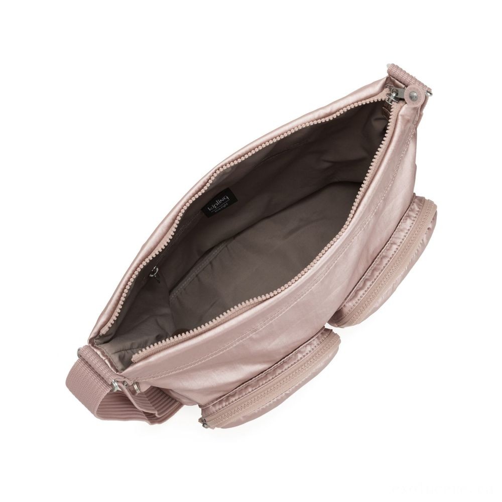 Kipling EIRENE Shoulderbag with Exterior Front Pockets Metallic Rose Femme Strap