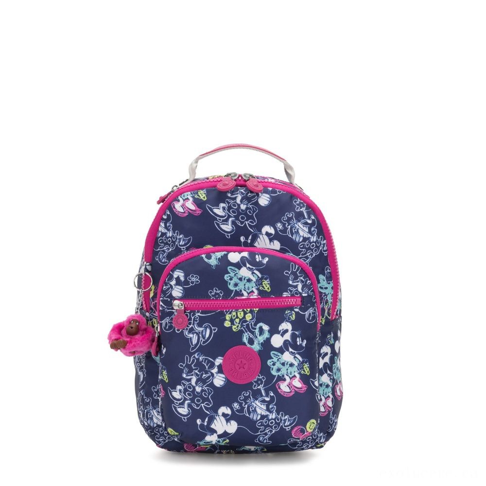 Black Friday Sale - Kipling D SEOUL GO S Small Backpack along with tablet defense Doodle Blue. - Closeout:£24