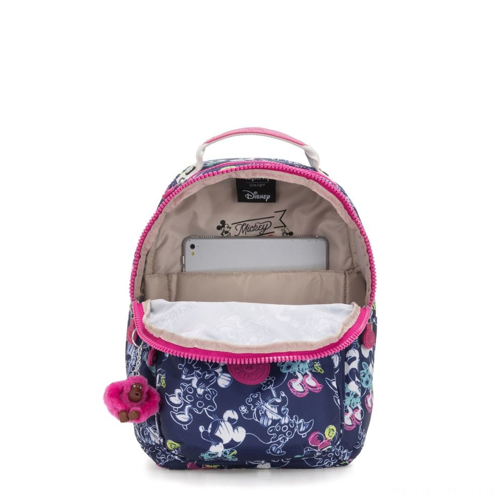 Two for One Sale - Kipling D SEOUL GO S Small Backpack along with tablet protection Doodle Blue. - Friends and Family Sale-A-Thon:£23