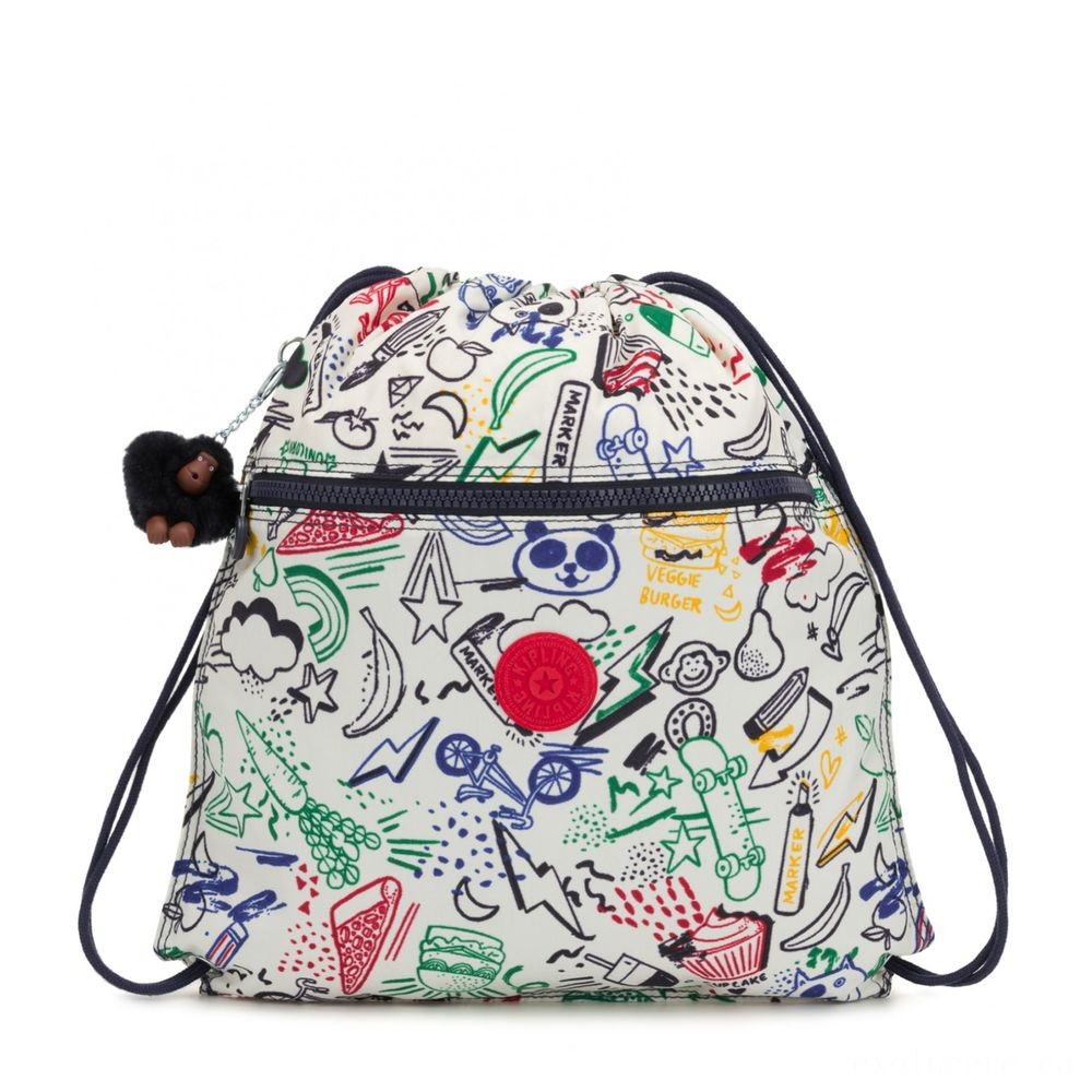 Everyday Low - Kipling SUPERTABOO Channel Drawstring Bag Doodle Play Bl. - Web Warehouse Clearance Carnival:£13