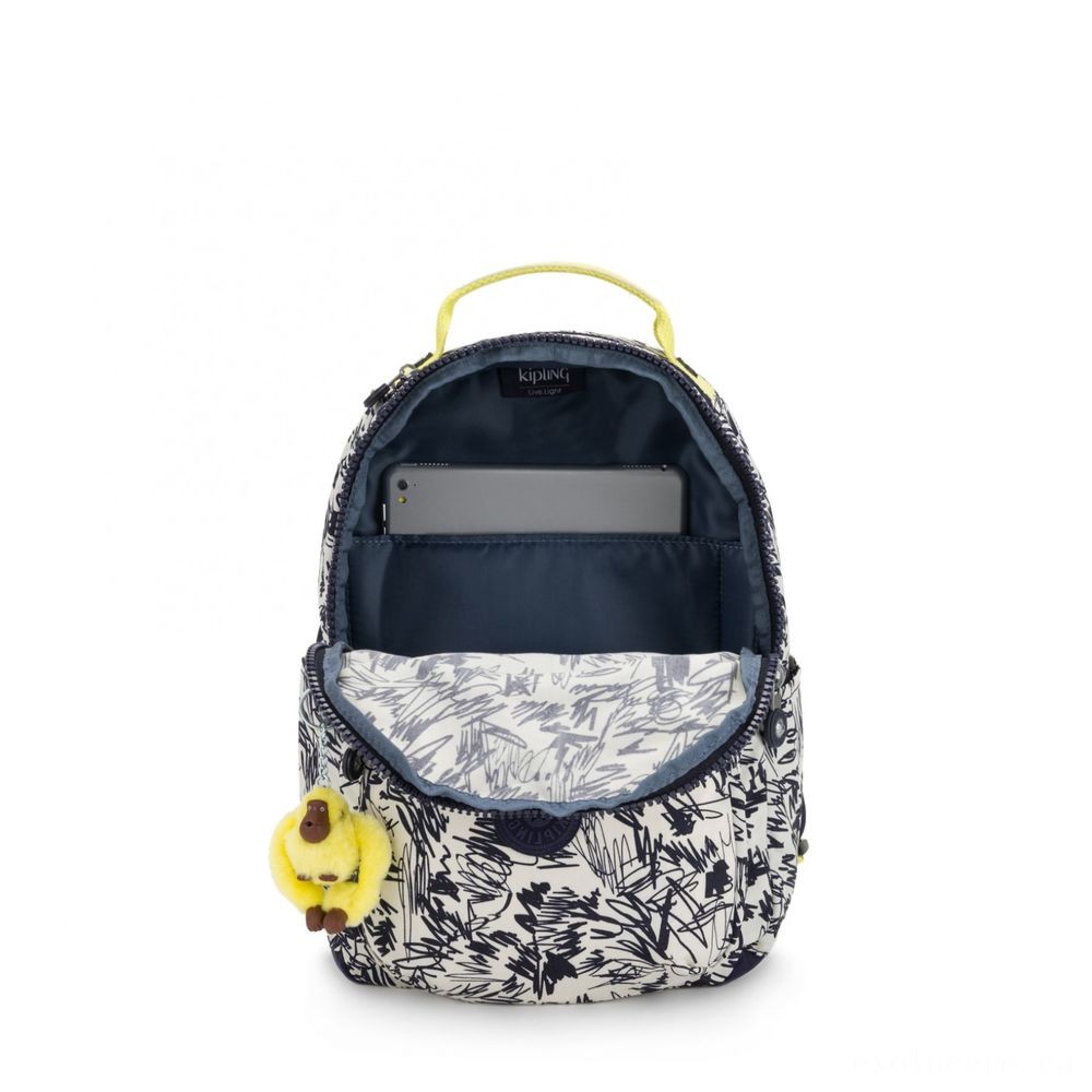 Flash Sale - Kipling SEOUL GO S Small Backpack Scribble Fun Bl. - End-of-Year Extravaganza:£43