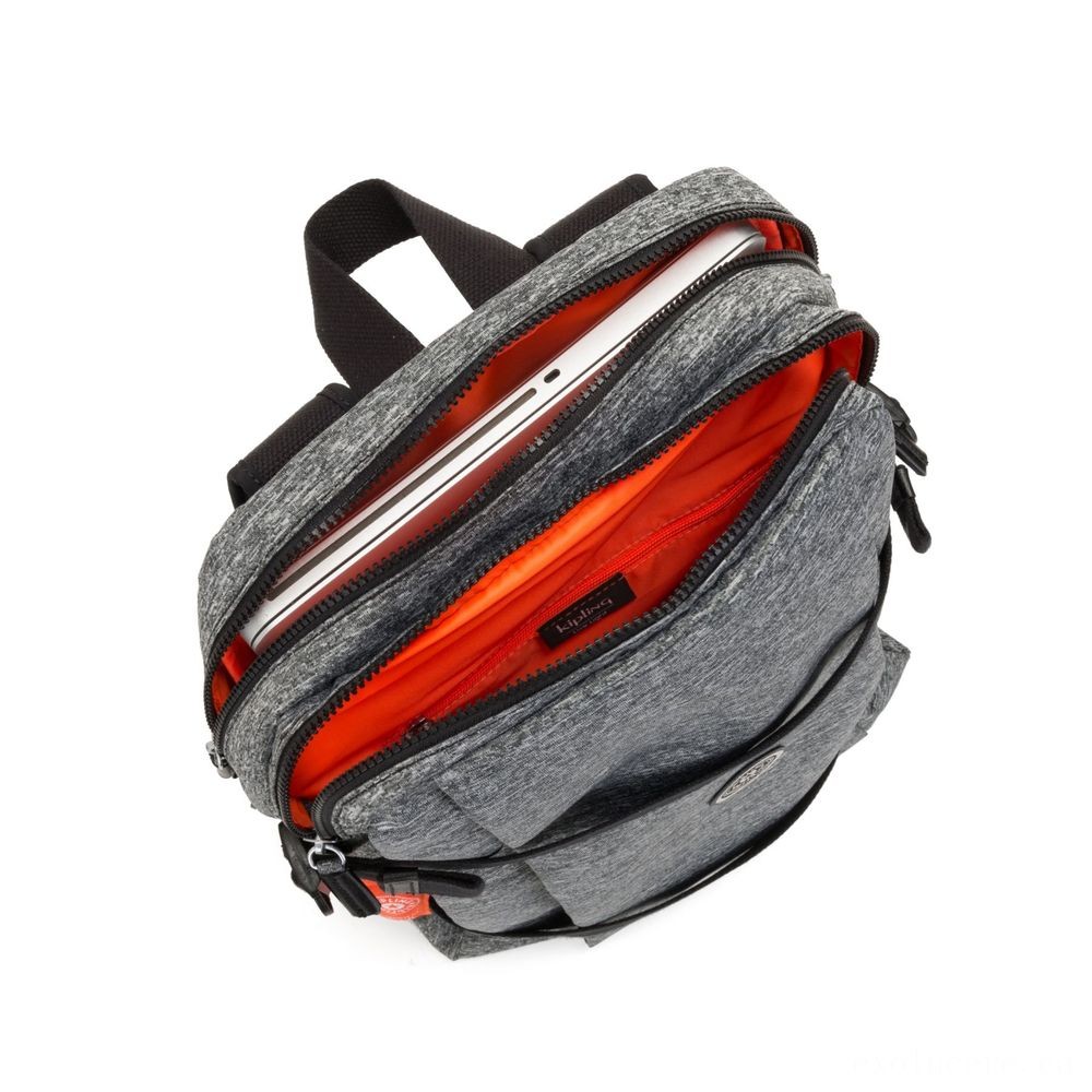 Kipling TAMIKO Medium backpack along with clasp attachment and laptop computer protection Shirt Grey.