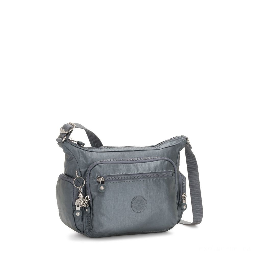 Father's Day Sale - Kipling GABBIE S Crossbody Bag along with Phone Compartment Steel Grey Metallic - Extravaganza:£31[nebag6077ca]
