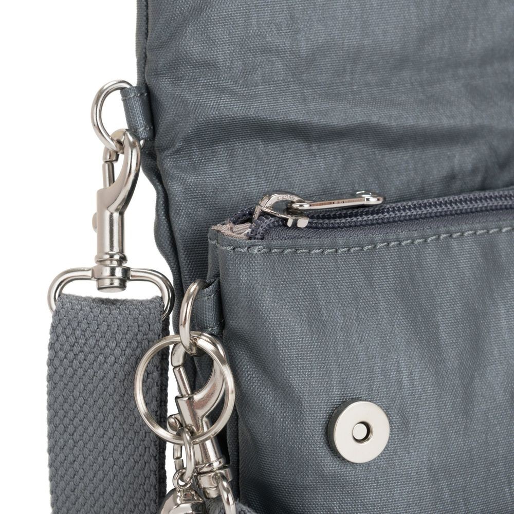 VIP Sale - Kipling LYNNE Small crossbody Convertible to Bottom Bag Steel Grey Metallic. - Two-for-One Tuesday:£22