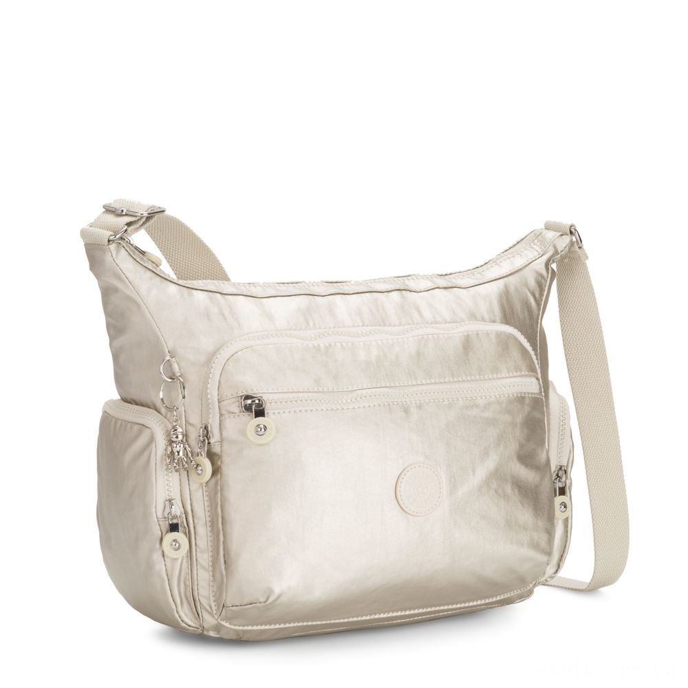 Price Reduction - Kipling GABBIE Medium Shoulder Bag Cloud Metallic - Summer Savings Shindig:£48[nebag6085ca]