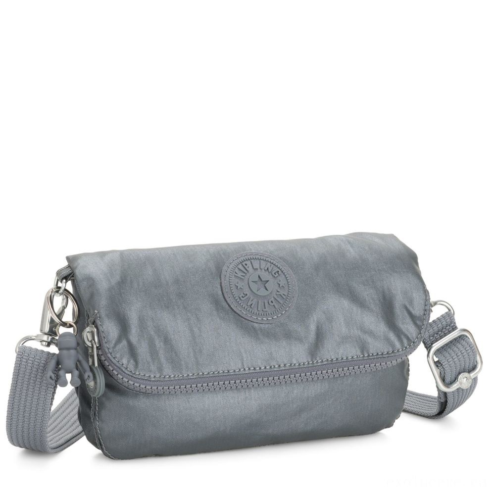Half-Price Sale - Kipling IBRI Channel bag (with wristlet) Steel Grey Metallic Femme Band - Savings:£32[chbag6095ar]