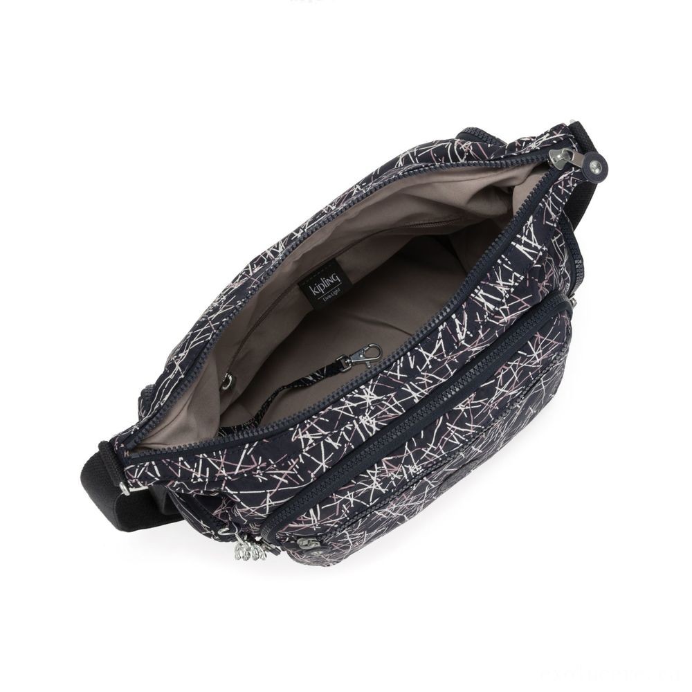 Flea Market Sale - Kipling GABBIE Tool Handbag Navy Stick Imprint - Frenzy Fest:£46[cobag6099li]