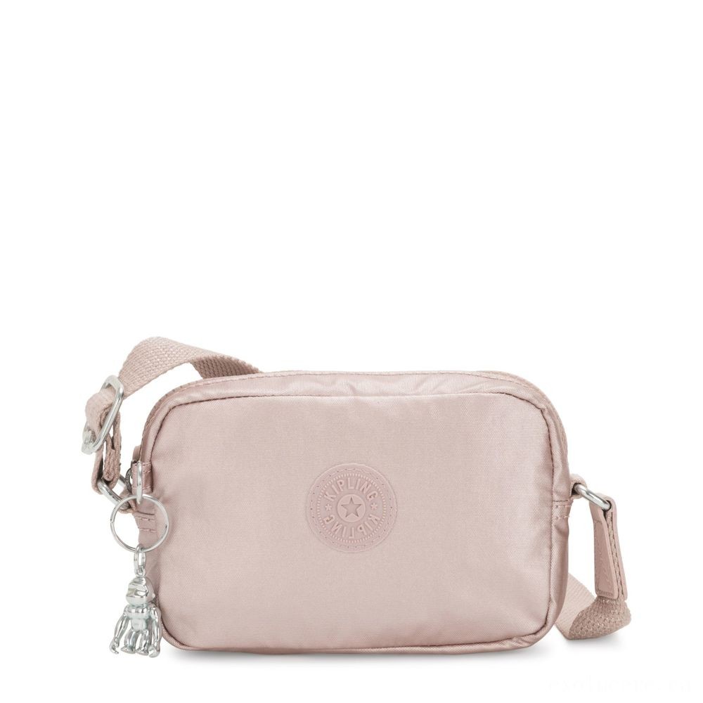 Kipling SOUTA Small Crossbody with Changeable Shoulder Band Metallic Rose Gifting.