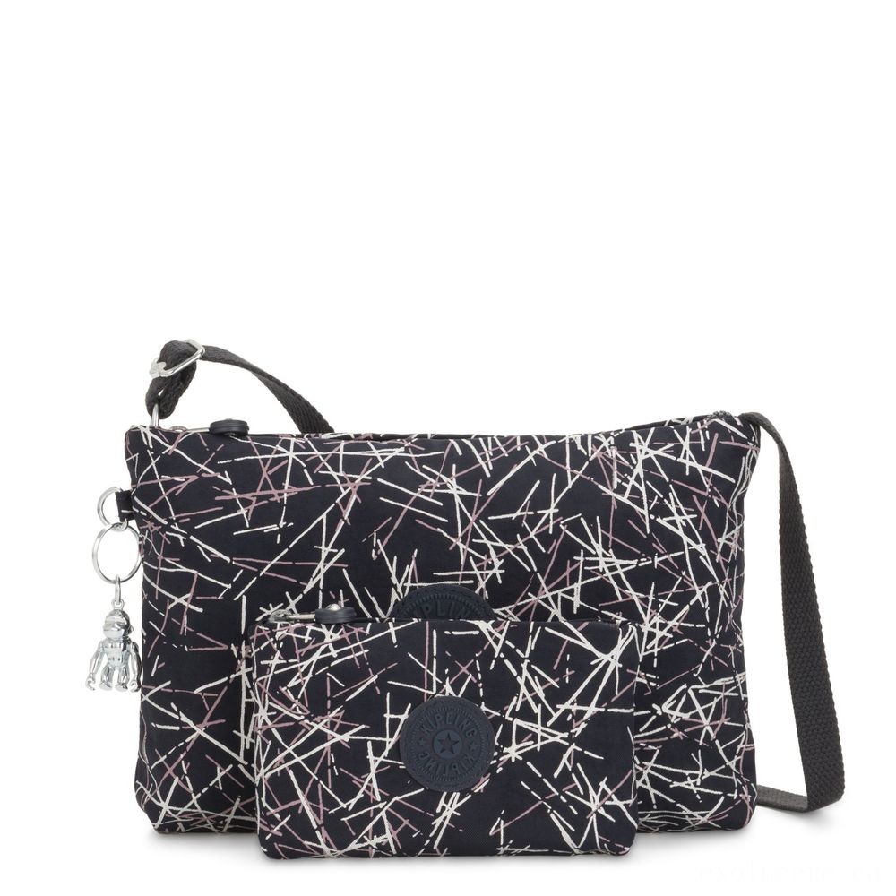 Kipling ATLEZ DUO Little Crossbody along with Matching Pouch Naval Force Stick Print Present