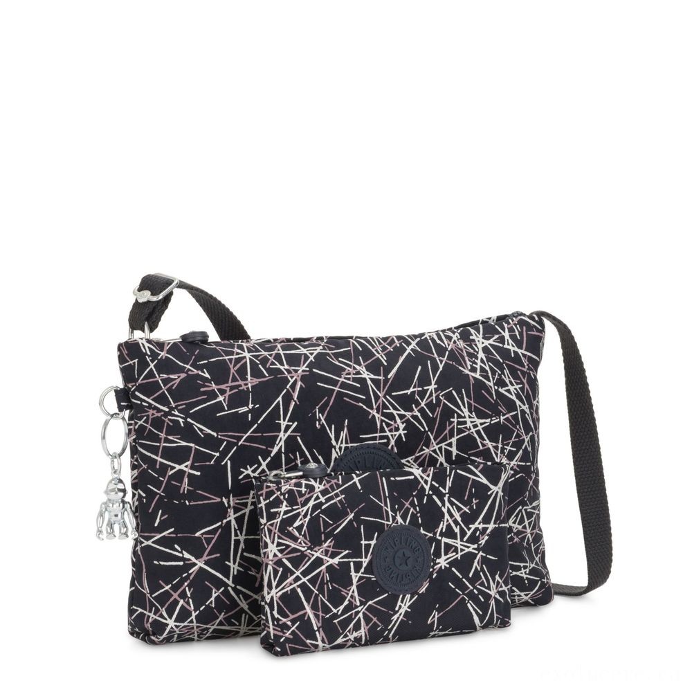 Kipling ATLEZ DUO Small Crossbody with Matching Pouch Naval Force Stick Print Present