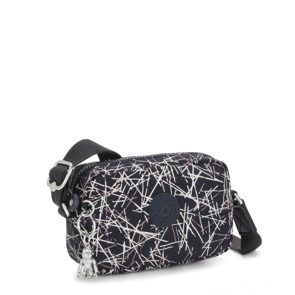 Two for One Sale - Kipling SOUTA Small Crossbody along with Changeable Shoulder Band Navy Stick Print Giving. - End-of-Season Shindig:£23