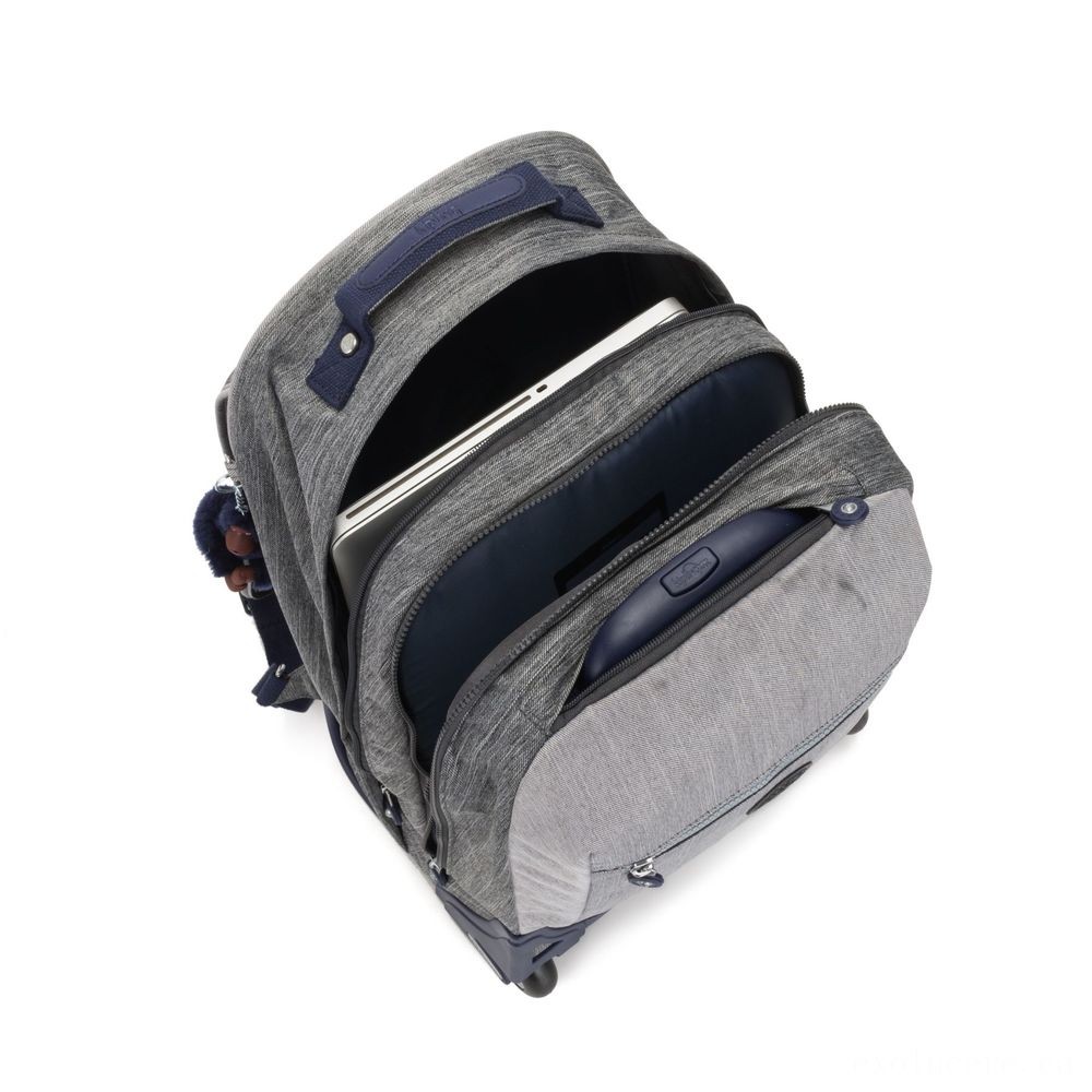 Kipling SOOBIN lighting Large wheeled backpack with notebook security Ash Jeans Bl.
