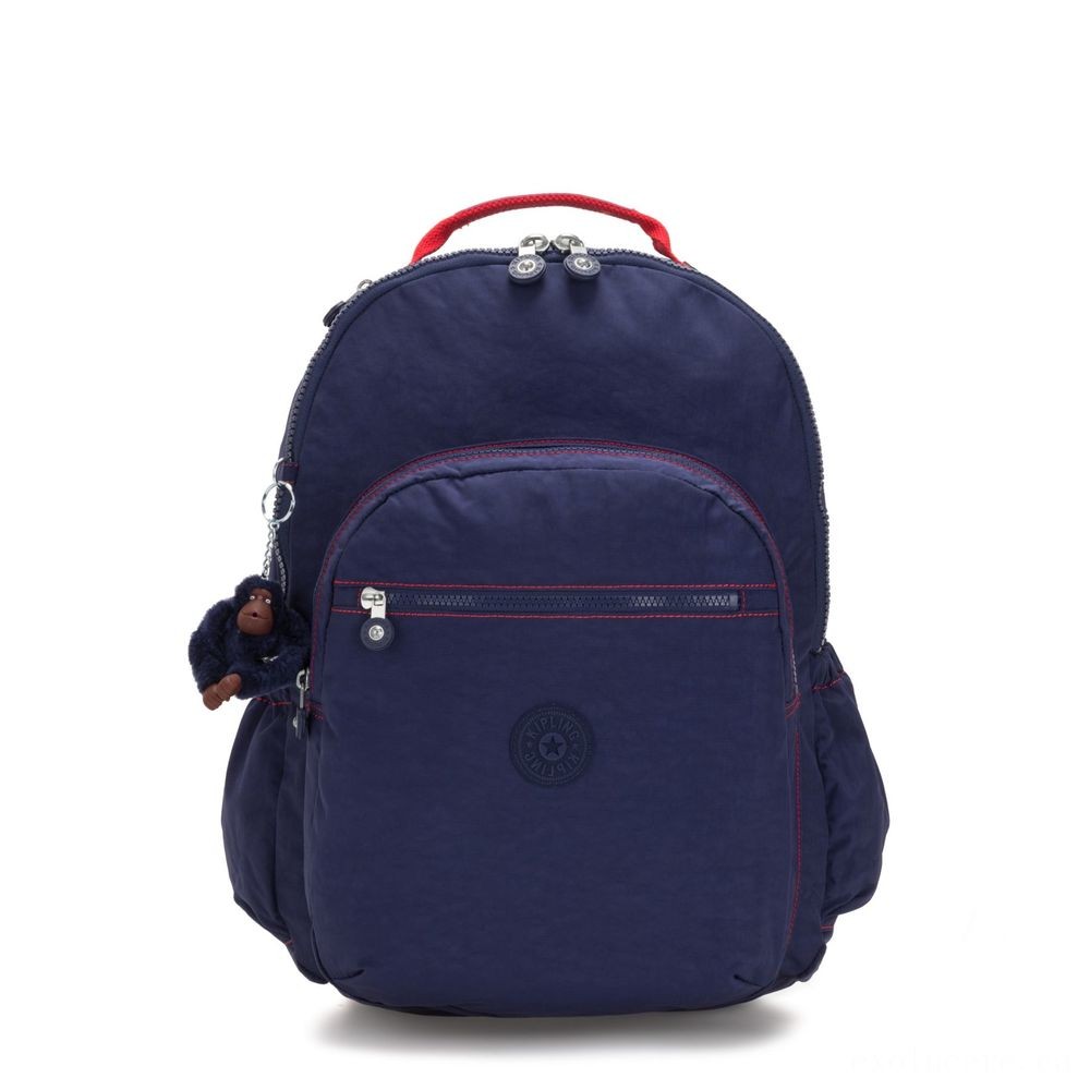 Kipling SEOUL GO XL Bonus huge backpack along with laptop pc protection Sleek Blue C.