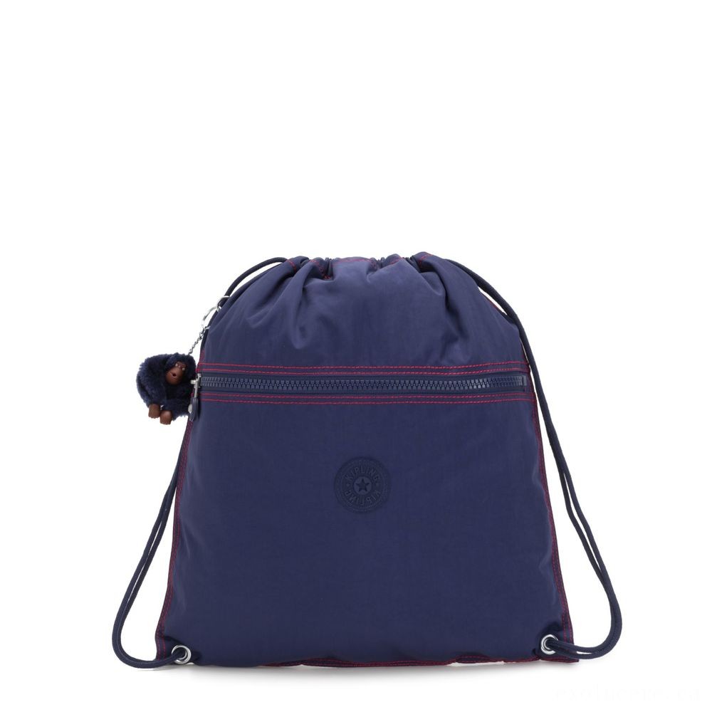 Kipling SUPERTABOO Channel Drawstring Bag Shiny Blue C.